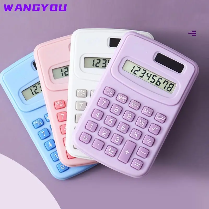 Small Solar Calculator Portable Calculator Cute 8 Digits LCD Electronic Home Office Calculator for Kid Primary School Calculator