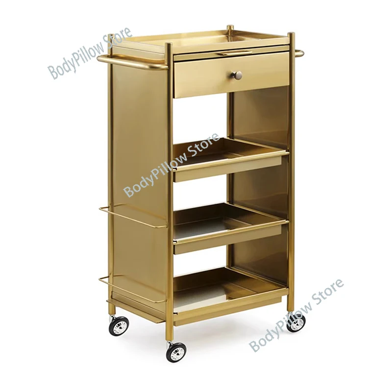 Designer Beauty Salon Trolley Stainless Metal Hospitality   Manicure Carrito De Bar Multifuncional Furniture Fg19