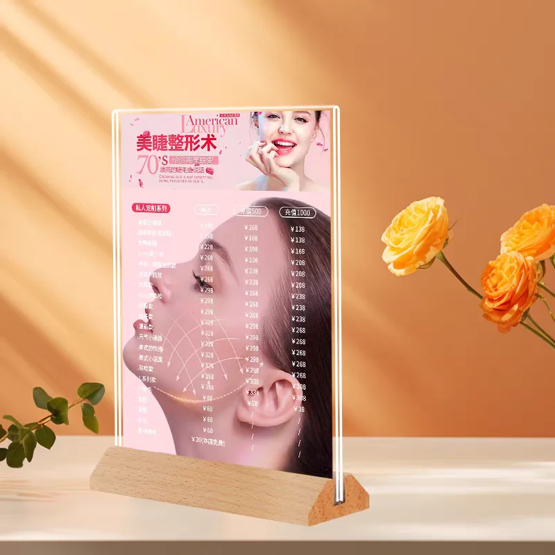 5 Pieces A6 100x150mm Acrylic Sign Holder Display Stand Label Holder Photo Picture Poster Frame Restaurant Menu Paper Holder