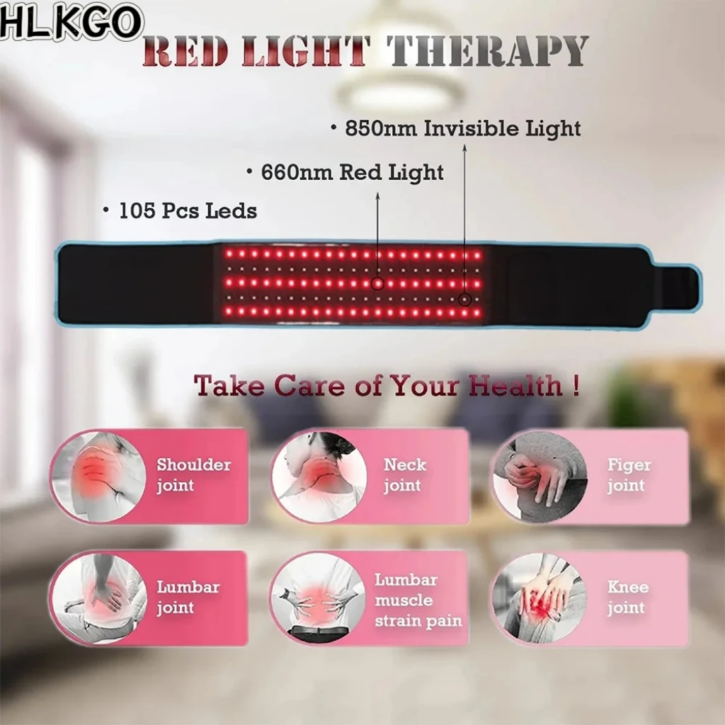 

Advanced Red Light Therapy Belt with 4 Custom Modes (Red/IR/Combo/Pulse), Portable Muscle Recovery Pad, Dual Charging Options