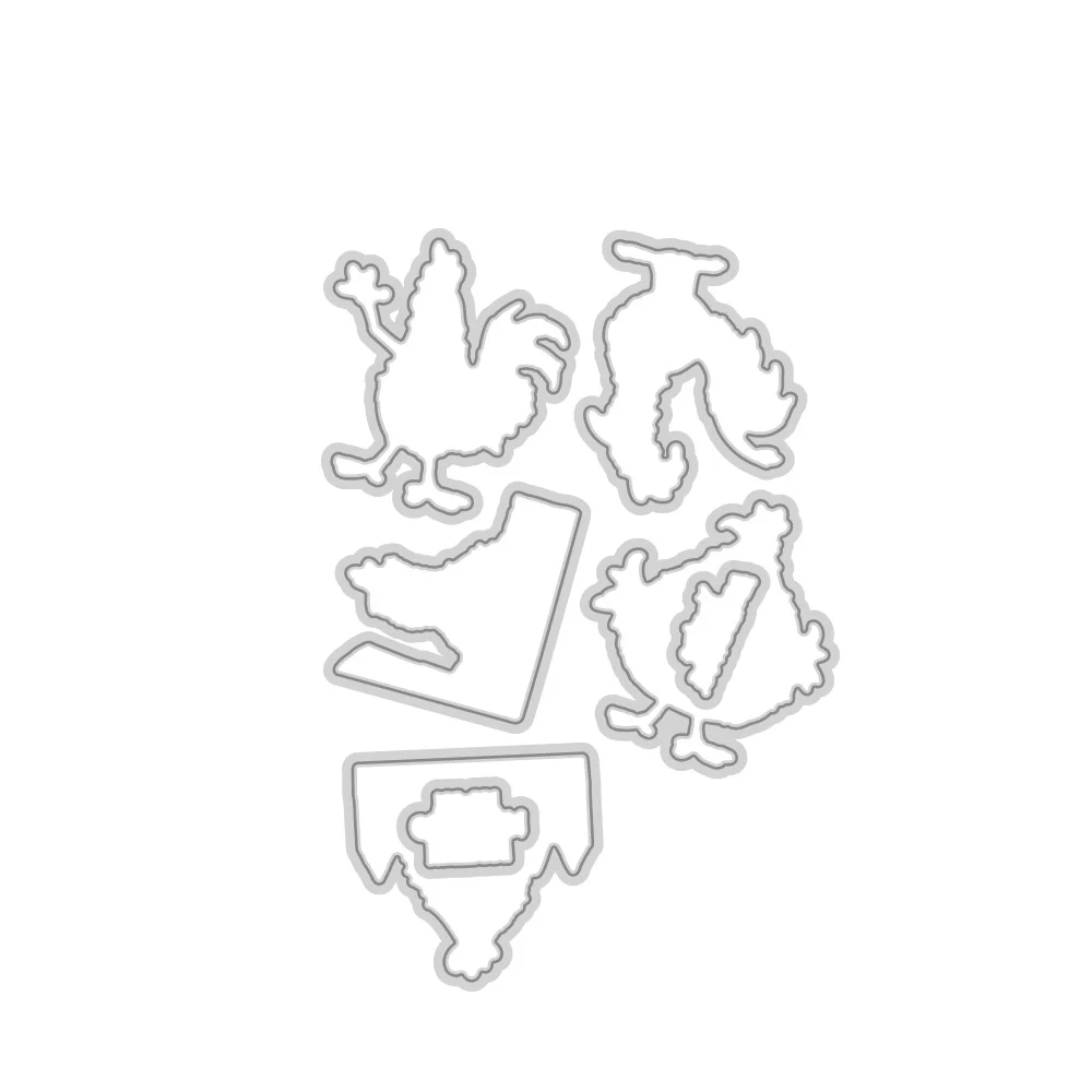 Mangocraft Cute Cartoon Rooster Chicken Cutting Dies Clear Stamp DIY Scrapbooking Metal Dies Silicone Stamp For Card Album Decor