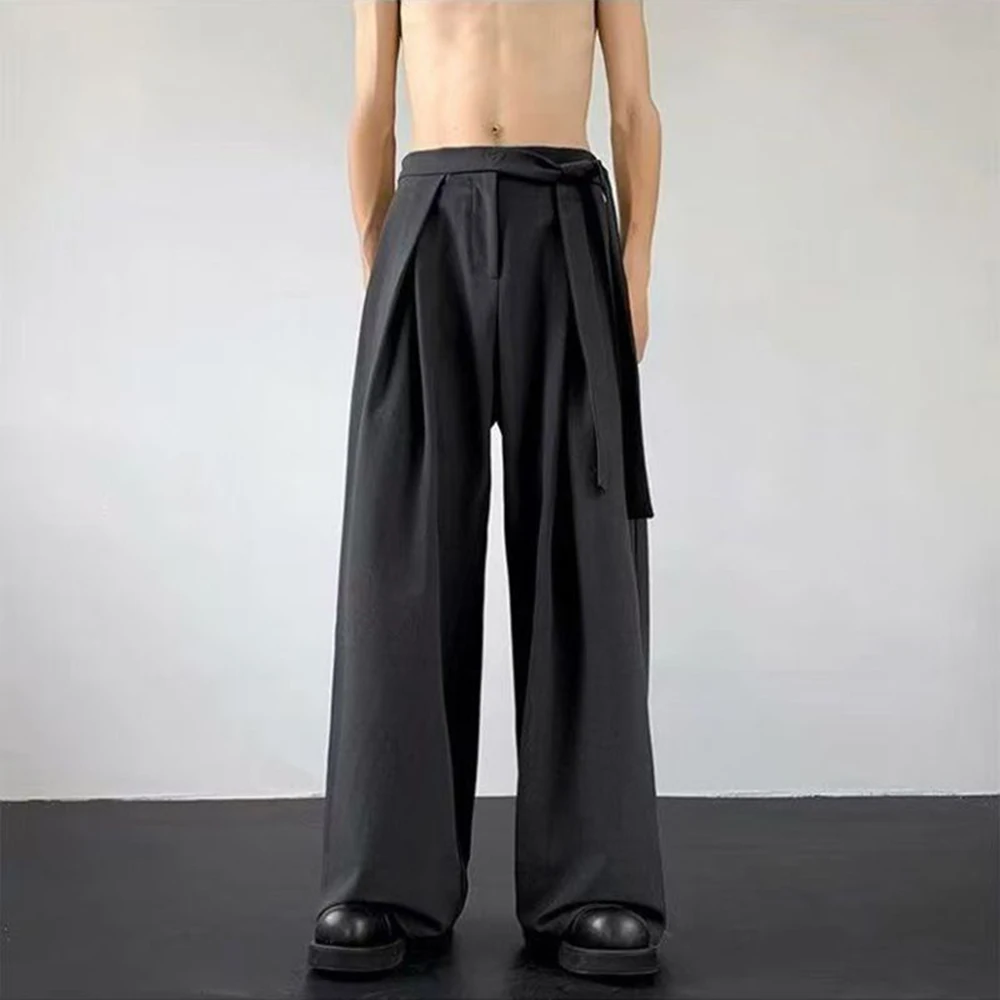 

XS-5XL Summer New Men's Wide-Leg Suit Trousers American Retro Fashion Trend High Street Loose Casual Simple Men's Bottoms