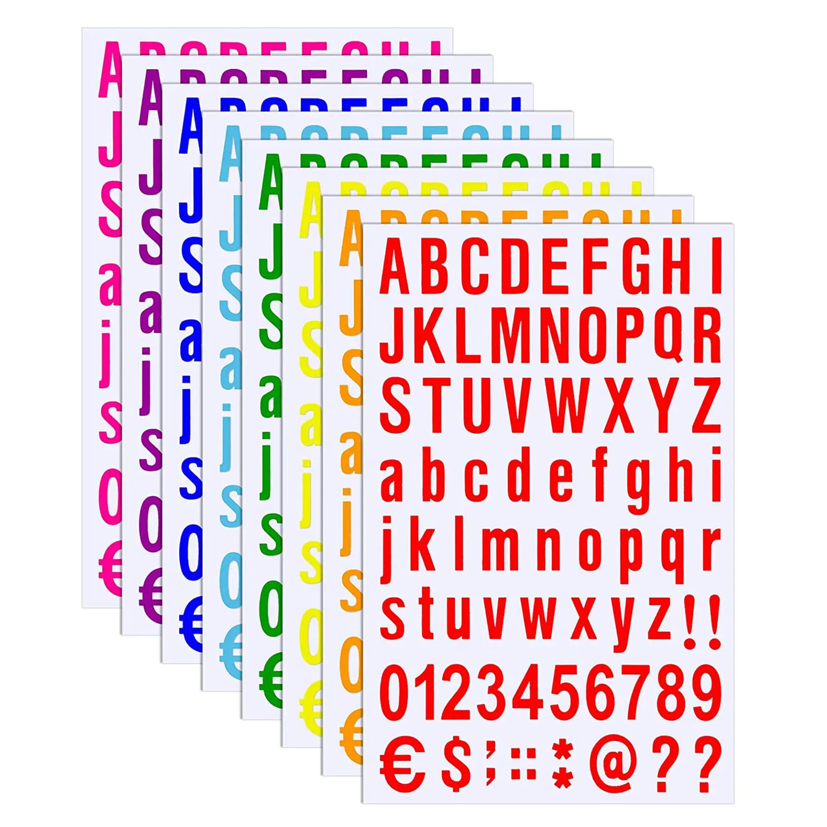 8 Sheets Self Adhesive Vinyl Letters Numbers Kit Waterproof Mailbox Numbers Sticker (1 Inch 8 Colors Set)