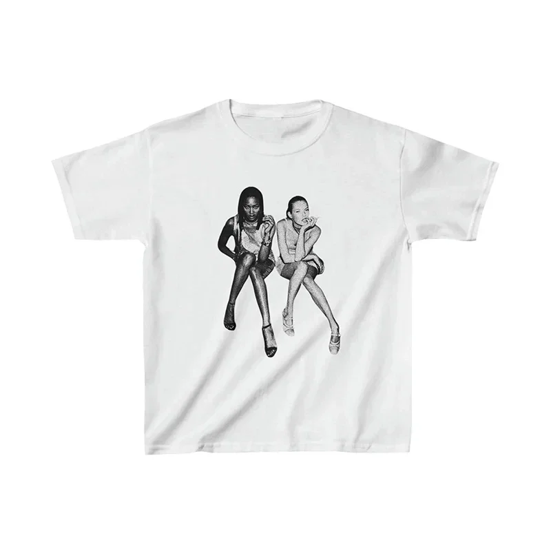 

Hip Hop E-girl Graphic Print Y2K Top Summer Harajuku Aesthetics Top Vintage Punk Tee Casual Streetwear Short Sleeve T-shirt