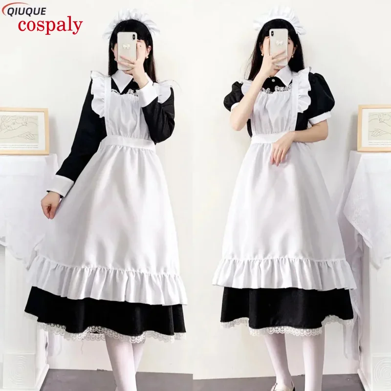 Women Cute Maid Dress Maid Outfit Costume Cross Dressing Housekeeper Dress Japanese Uniforms Halloween Cosplay Costume