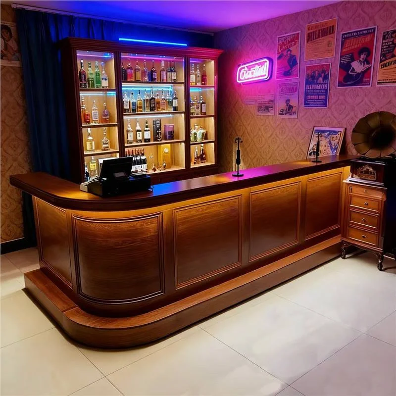 Bar Display Corner Reception Desks Wood Coffe Restaurant Curved Reception Desks Commercial 200X60 Empfang Theke Office Furniture