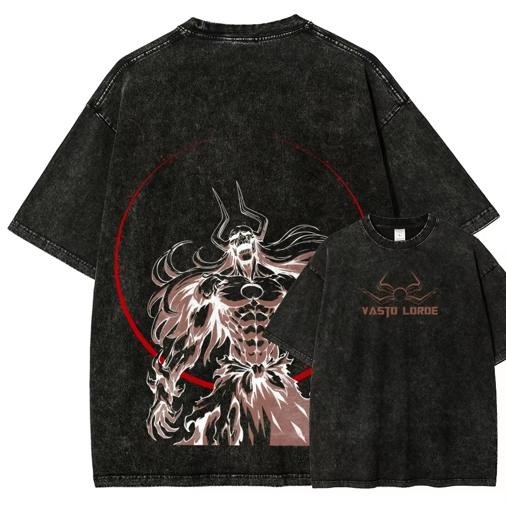 Bleach Anime Graphic T-shirt Vintage Washed Shinigami Merch Harajuku Unisex Oversized Crew Neck Cotton Short Sleeve Tee Tops view 3