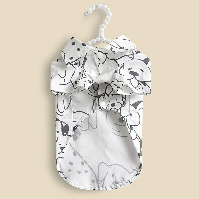 Vestiti estivi per animali domestici T-shirt per cani gatto con stampa di cartoni animati per cani di piccola taglia Schnauzer Chihuahua Sottile e traspirante Gilet per cuccioli