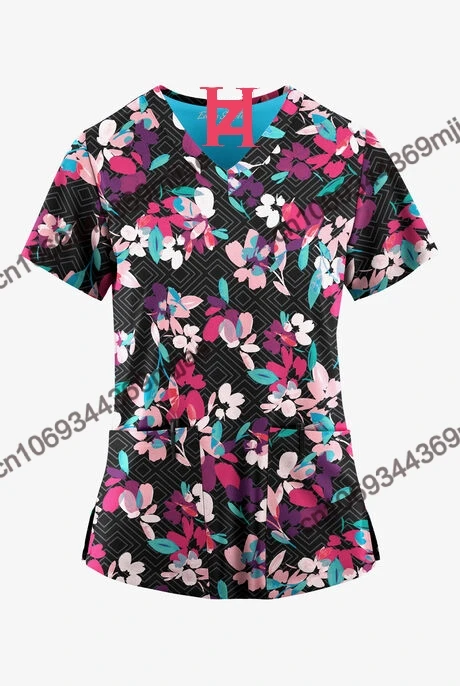 Nurse T-shirt V-neck Pocket Oversize T-shirts 2023 Women Clothing Harajuku Tshirts for Women Beach Tunic Women\'s Blouse Tshirt