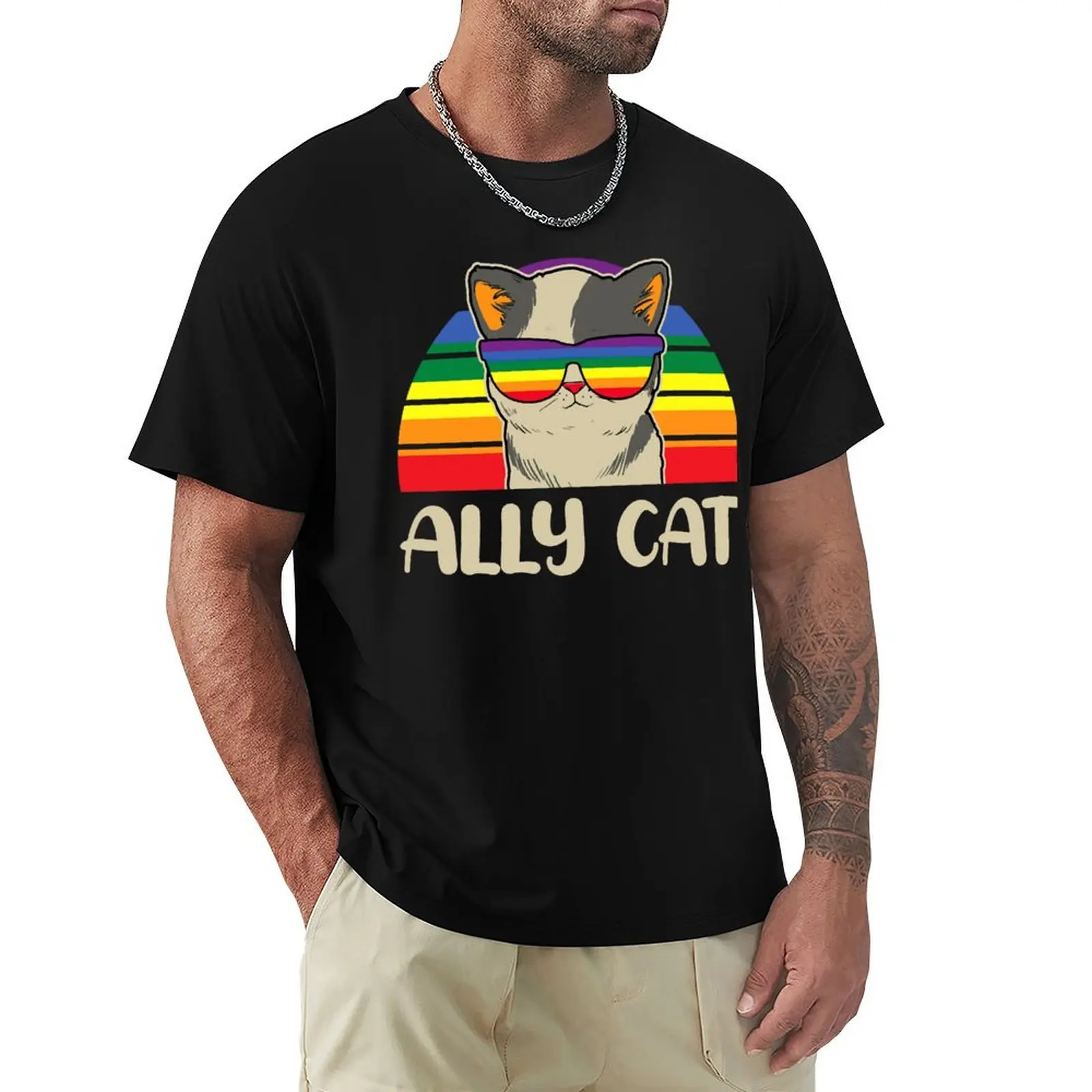 Pride Allyship Cat T-Shirt quick-drying anime figures essential t shirt vintage mens plain t shirts