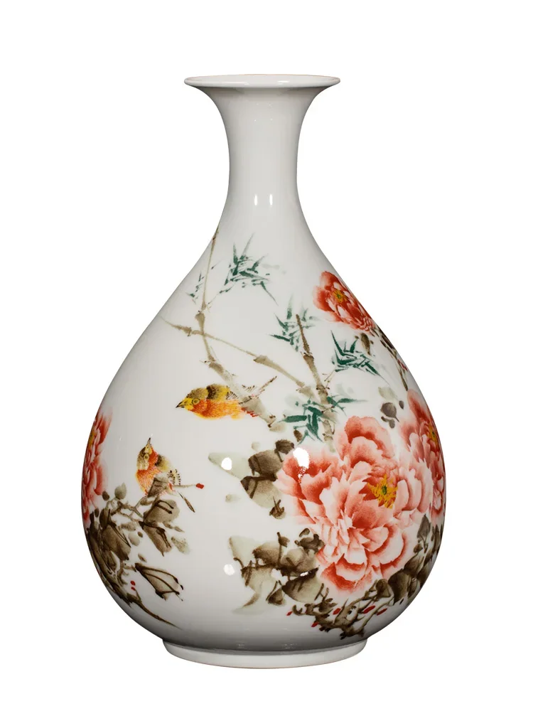 Vase Underglaze Color Ceramic Chinese Retro Flower Arrangement Porcelain Bottle High-EndLiving Room Dining Table Decoration Gift