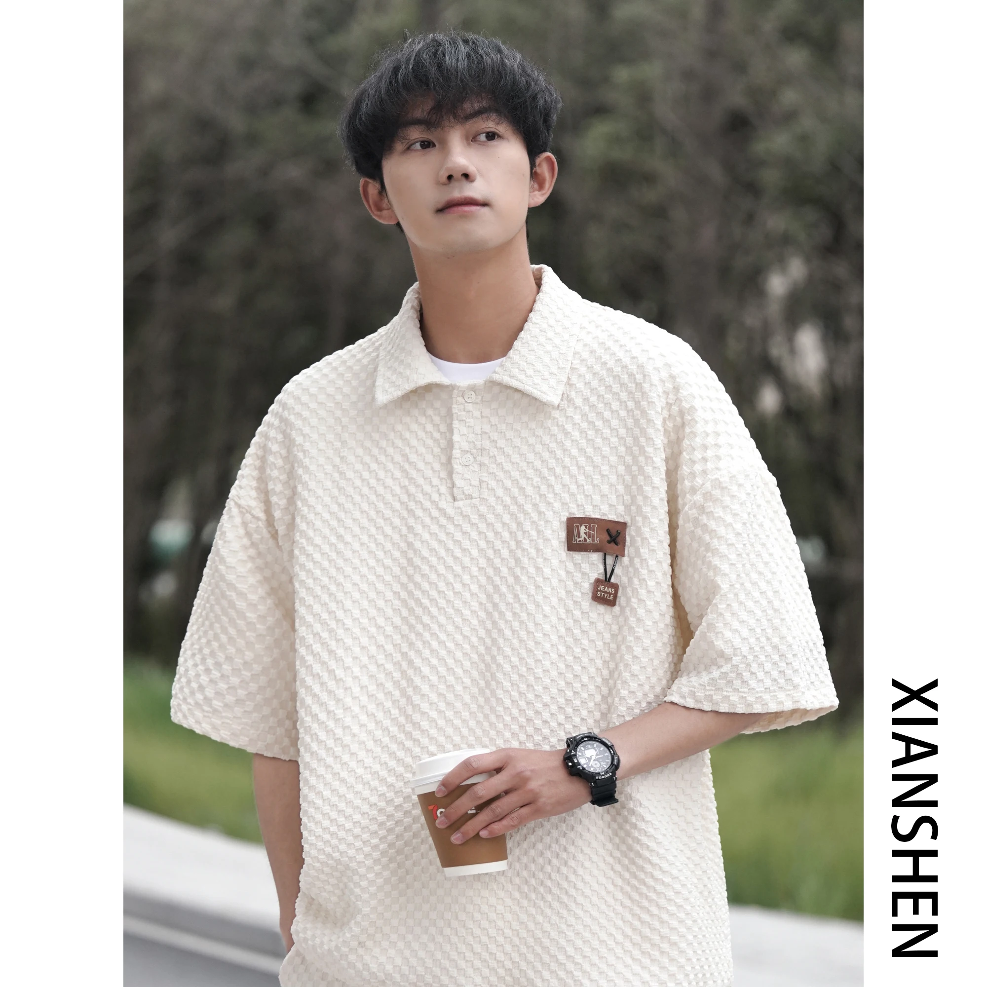 

Cool Haome irt Set Summer Trendy Spor Casual Boys Full Set Sk Loose Fit ort Sve Button down No Iron Needed