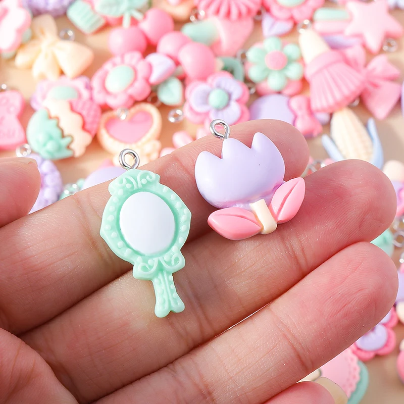 Zufällige Mischung 10/20 Stück Bunte Harz-Anhänger Niedliche Imitation Tier- Obst- und Lebensmittelserie Anhänger für DIY Schmuckherstellung Zubehör – Detail 21