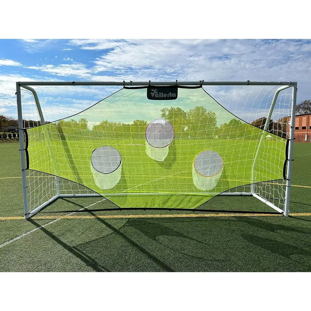 

Футбольные ворота из стали 12x6 футов с профессиональной сеткой для тренировки ударов и отбойником