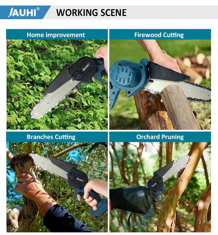 6inch Electric Chainsaw Rechargeable Small Wood Spliting Cordless Chain Saw One-handed Woodworking Tool for Garden Tools