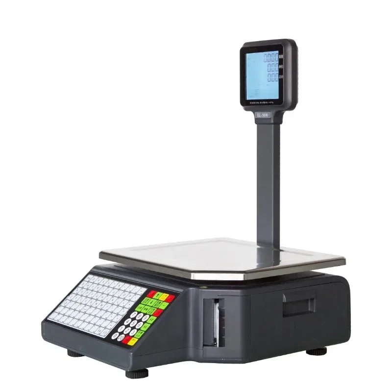 Electronic Scale 15KG 30KG Digital Weighing Built-in Receipt Bill Printer Barcode Supermarket Label Printing Bench Scale