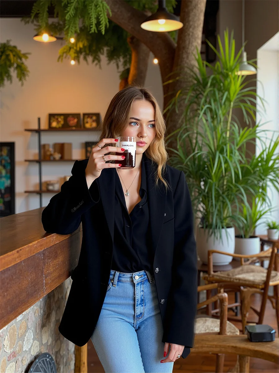 

Черный женский пиджак с отложным воротником. Молодая асимметрия. Основы с принтом. Усовершенствованная тонкая богиня дофамина. Темперамент на молнии.