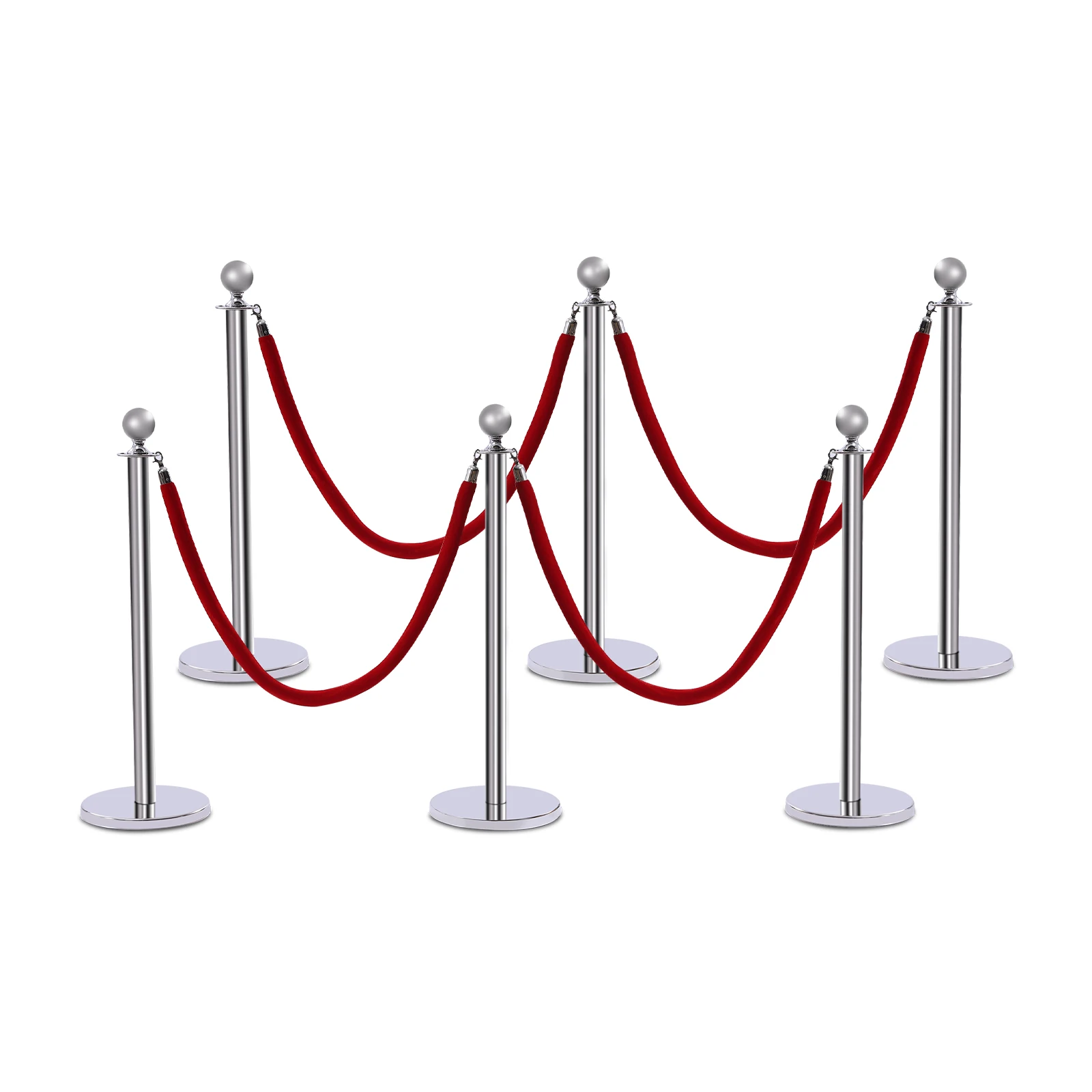 

6PCS Stainless Steel Crowd Control Barriers, Stanchion Posts with 4 Connection Holes, Crowd Control Stanchion for Exhibition