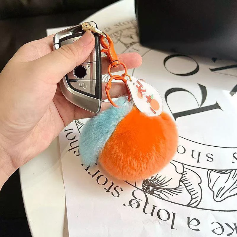 Niedlicher Flauschiger Persimon-Pfirsich-Plüsch-Schlüsselanhänger, Weicher Gefüllter Frucht-Schlüsselring, Taschenanhänger, Dekoration für Neujahrsfest, Glücksgeschenke – Detail 9