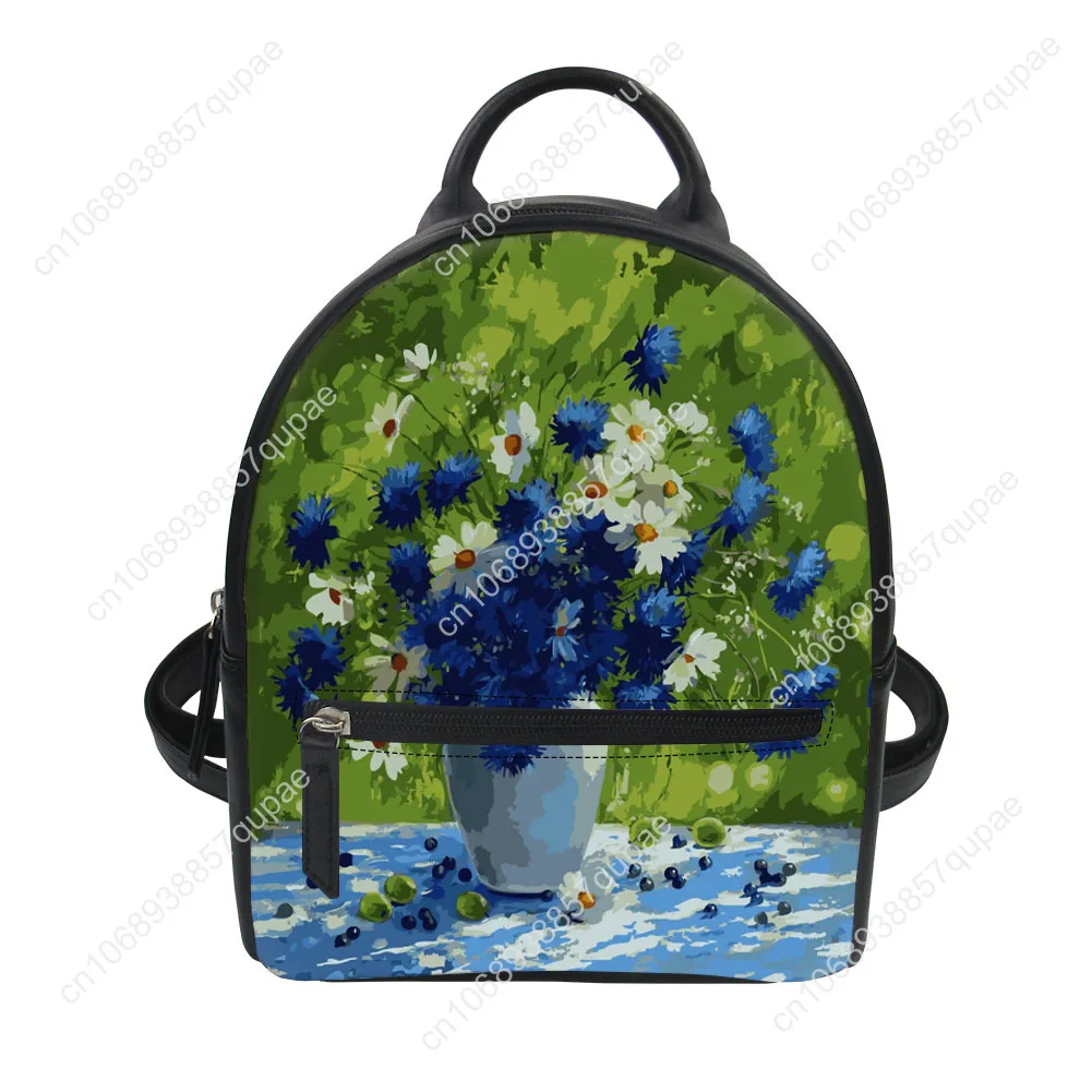 Floral Print Pattern Custom Backpack Purse Women Carter Schoolbags Double Shoulder Bag Mini Daypack Leather Travel Bag