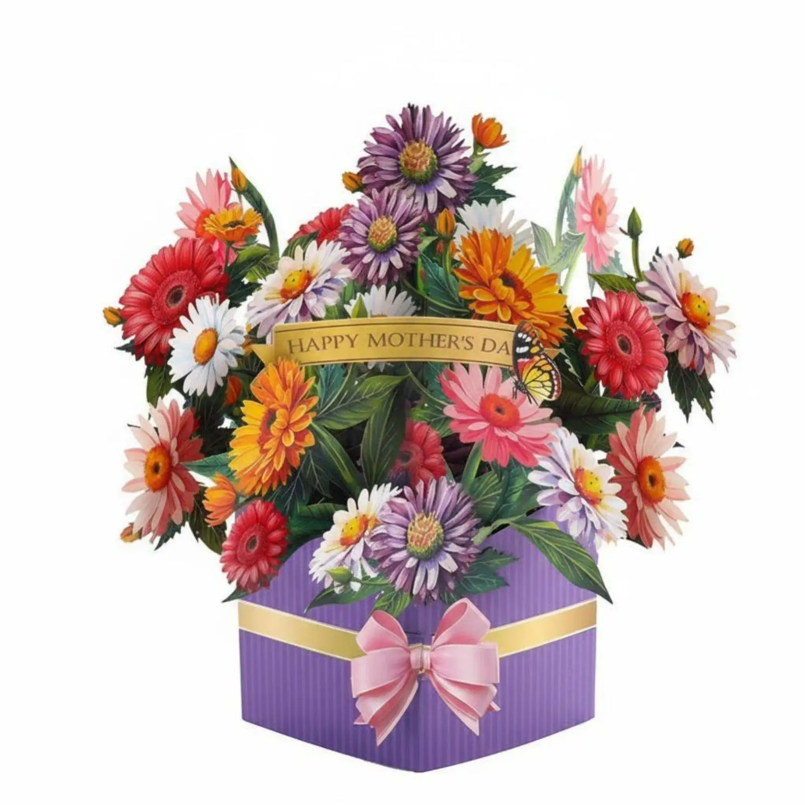 Handmade Paper Greeting Card Pop Up Floral Art with Envelope for Birthday Celebration Thank You Note for Teacher