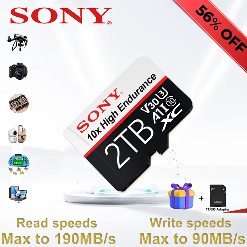 

Sony High Speed 2TB SD-карта памяти 1TB 256GB C10 V30 512GB Micro TF для Nintendo Switch PS4 телефона большой емкости для хранения