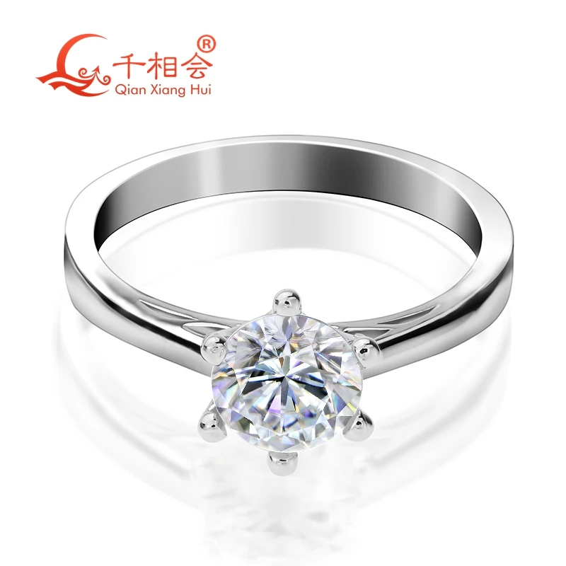 10k 14k 18k white gold Platinum PT950 HPHT CVD 1ct D VVS1 round lab diamond High Quality Ladies' Ring engagement woman wedding