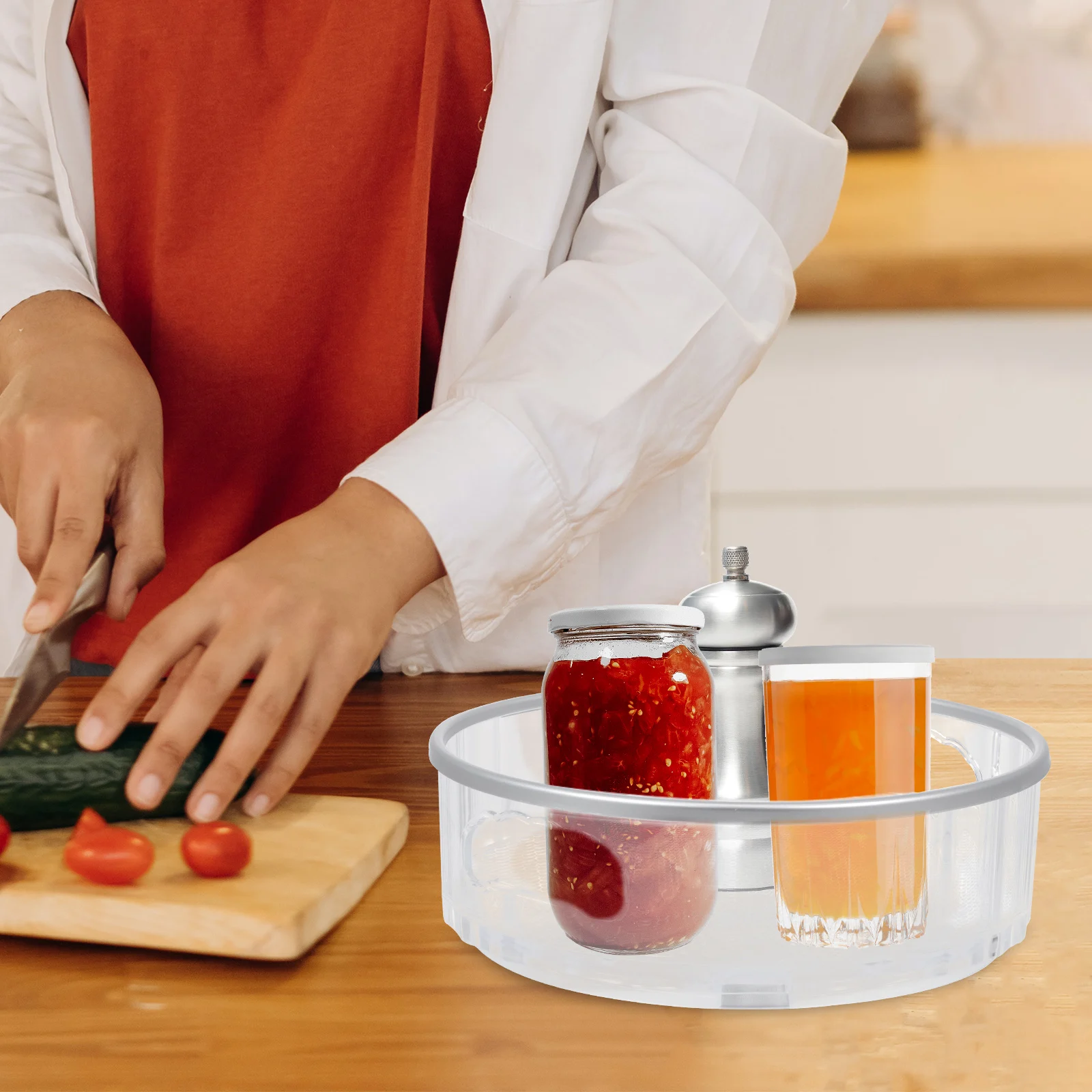 

Carousel Kitchen Storage Shelf ABS Rotatable Spice Rack Condiment Holder Non Slip Round Seasoning ganizer Tray Bottle Can