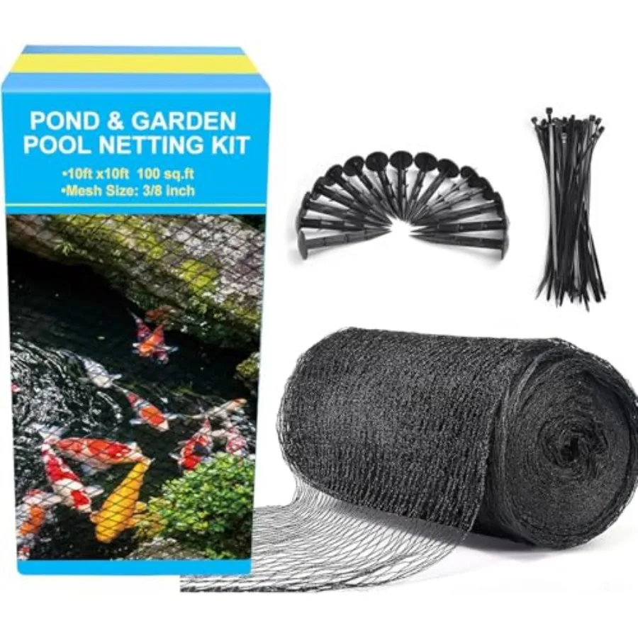 Pond Netting 10 x 10FT for Koi Ponds and Garden Pools Fine Mesh Cover to Prevent Leaves and Debris Protects Fish from Birds and