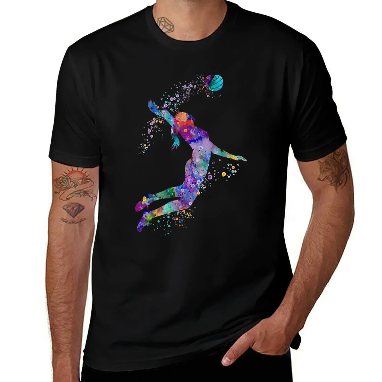 

Volleyball Girl Watercolor Painting Art Print Sports Gifts T-Shirt quick drying custom t shirt mens t shirt