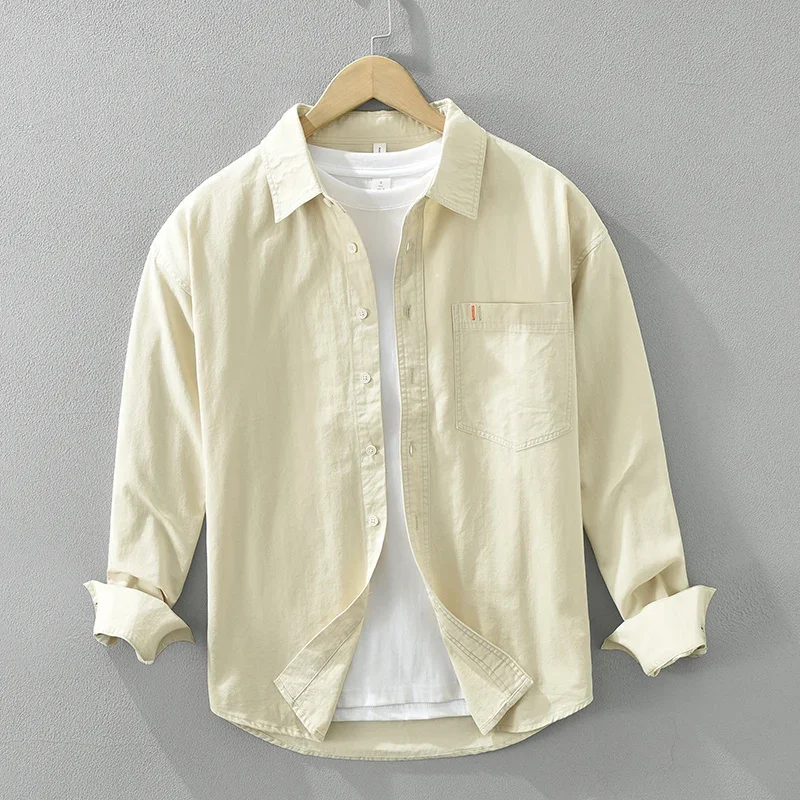 

2024 New Cotton Casual Shirts for Men Fashion Turn-down Collar Long Sleeve Shirt Men Dress Shirt