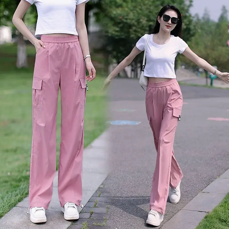 American Overalls Pants Women 2026 Quick-Drying Summer New Fashion Harem Trousers Female Thin High Waist Sports Casual Pants