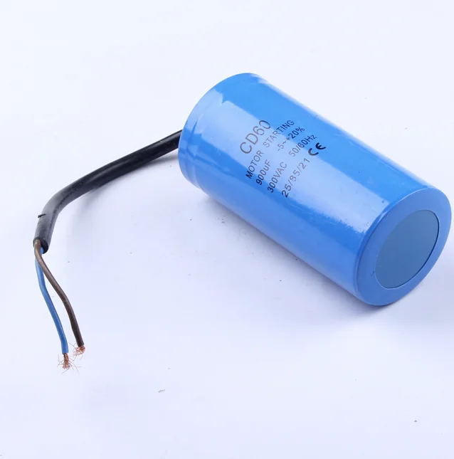 CD60 900UF 300V AC Starting Capacitor For Heavy Duty Electric Motor Air Compressor Two Wires