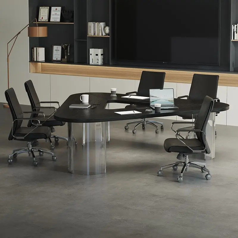 Italian light luxury solid wood trilateral conference table creative business negotiation table simple and modern