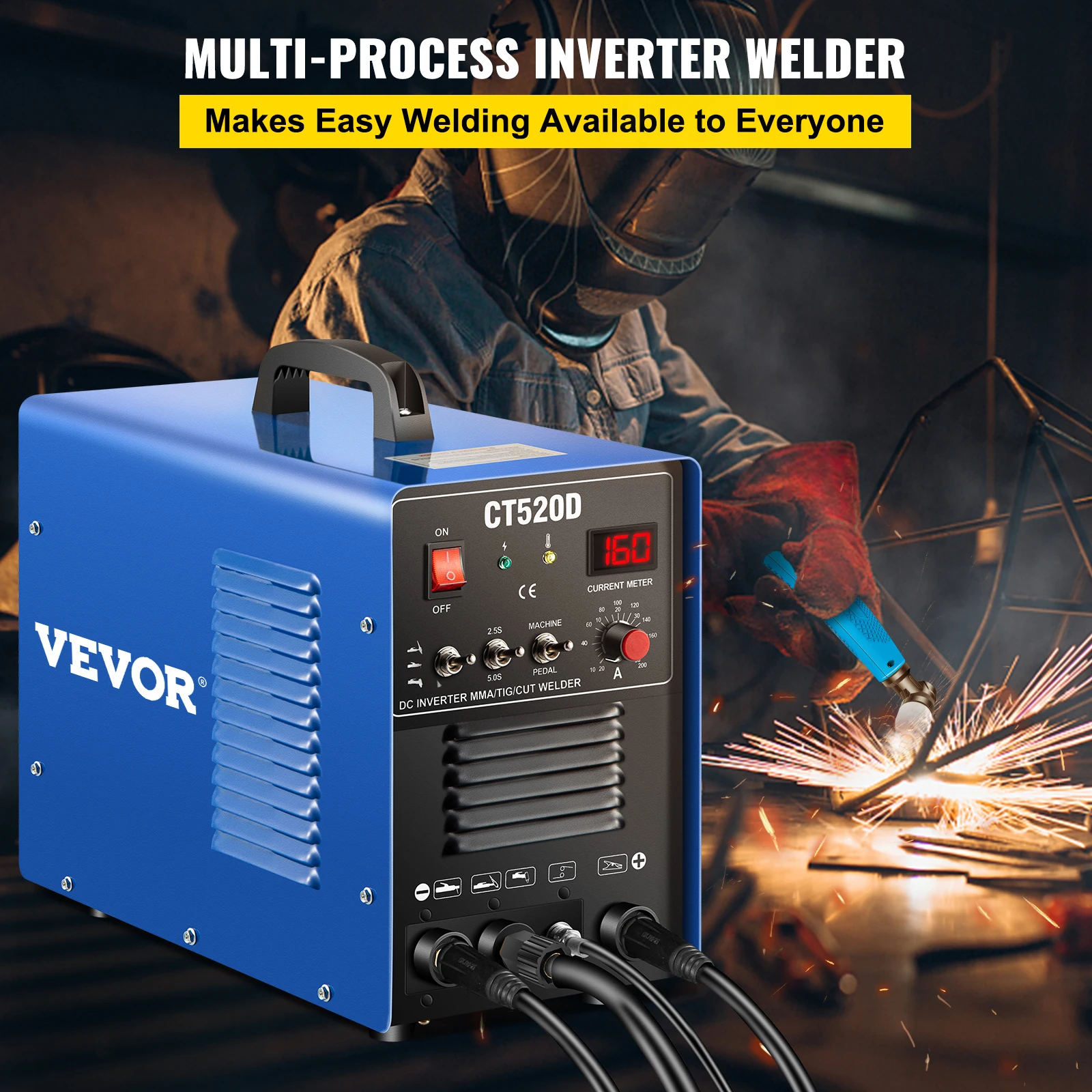 VEVOR 50A/200A CT520D Air Plasma Cutter 3in1 Combo IGBT Inverter TIG/MMA/Stick Multi Welder Steel Iron Aluminum Welding Machine