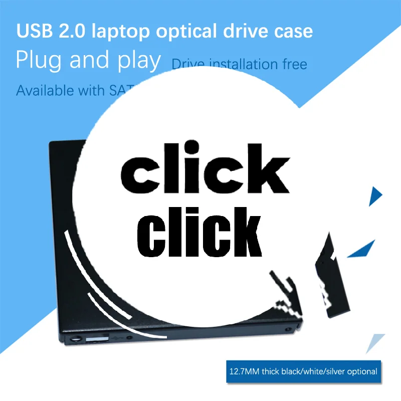 Slim USB 2.0 12.7mm IDE To External CD DVD Optical Drive Enclosure Case Laptop Laptop Optical Drive External Box