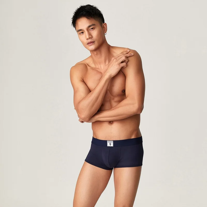Men's boxer shorts, Modal underwear, solid color, breathable, slim fit, low waist, youth fashion, square pants