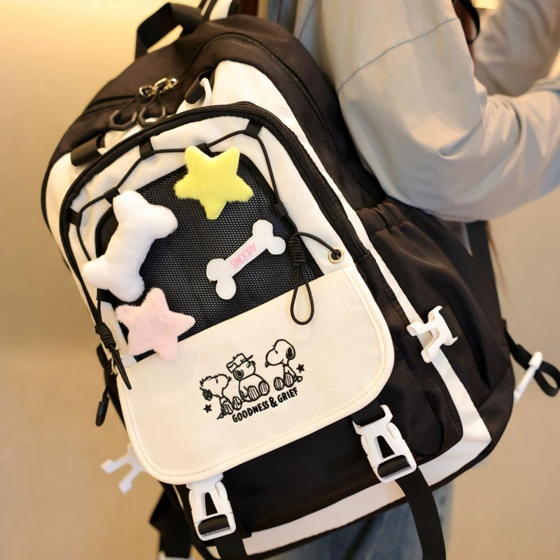 

Симпатичная школьная сумка с рисунком Снупи для учащихся средних и старших классов, креативный дорожный рюкзак унисекс для хранения компьютера в подарок