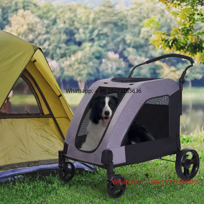 Factory Sale Foldable Extra Large Dog Stroller Custom Color 30 kg Capacity Transparent Fashionable Oxford Fabric Portable Cats