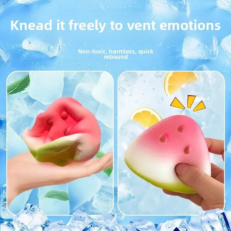 Anti-stress Squishy Watermelon Decompression Toy Soft Ice Skin Slow Rebound Decompression Squishy Stress Reliever Squeeze Toy