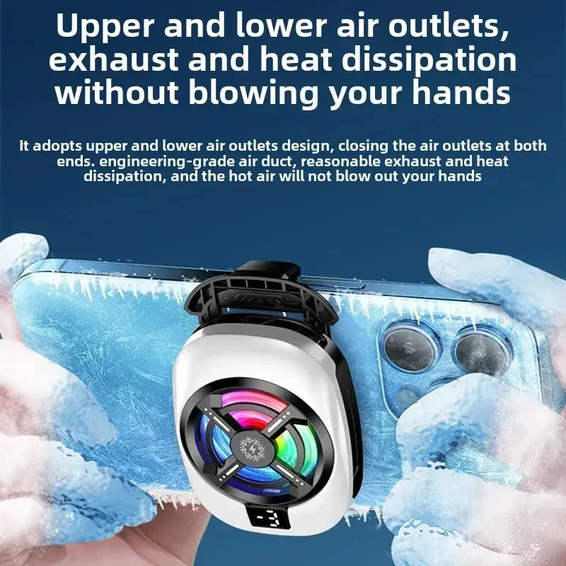 Semiconductor Phone Cooler RGB Cooling Fan Digital Display Radiator Air Conditioner For Gaming Live Streaming Heat Sink Mobile