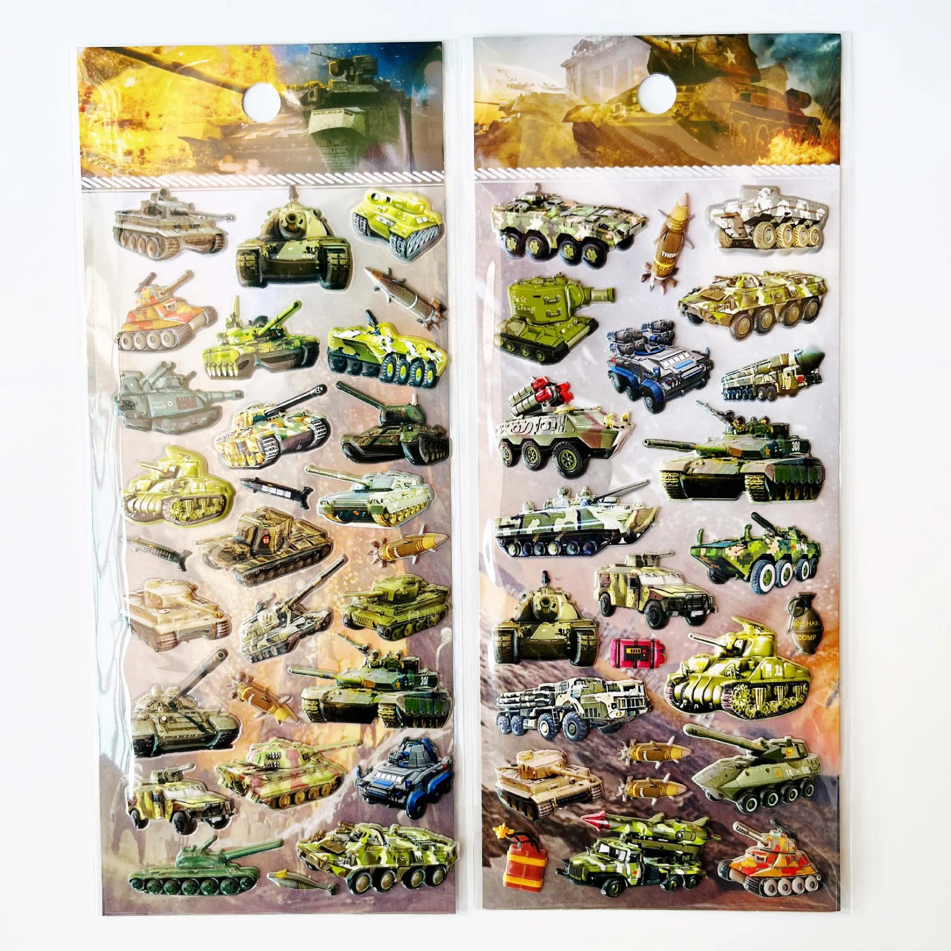 

4pc Armory, military aircraft, tanks, 3D sponge stickers, children's cartoon puzzle boy stickers, small adhesive toys