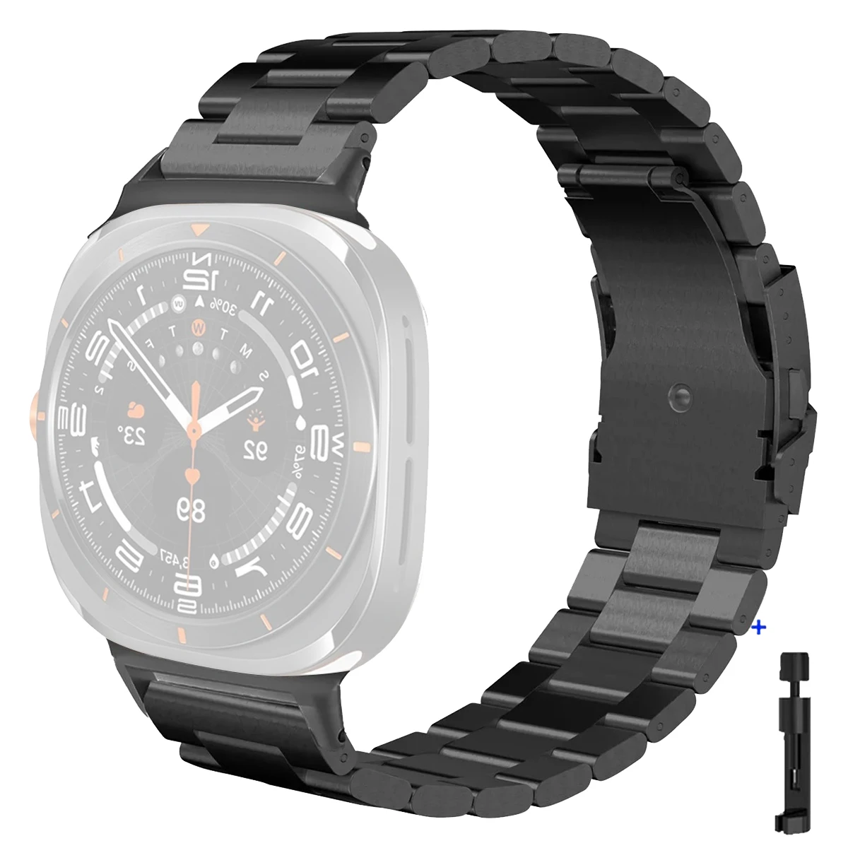 

Watch Band for Samsung Galaxy Watch8 44mm / 40mm / Watch8 Classic 46mm Titanium Alloy 3-Bead Wrist Strap - Black