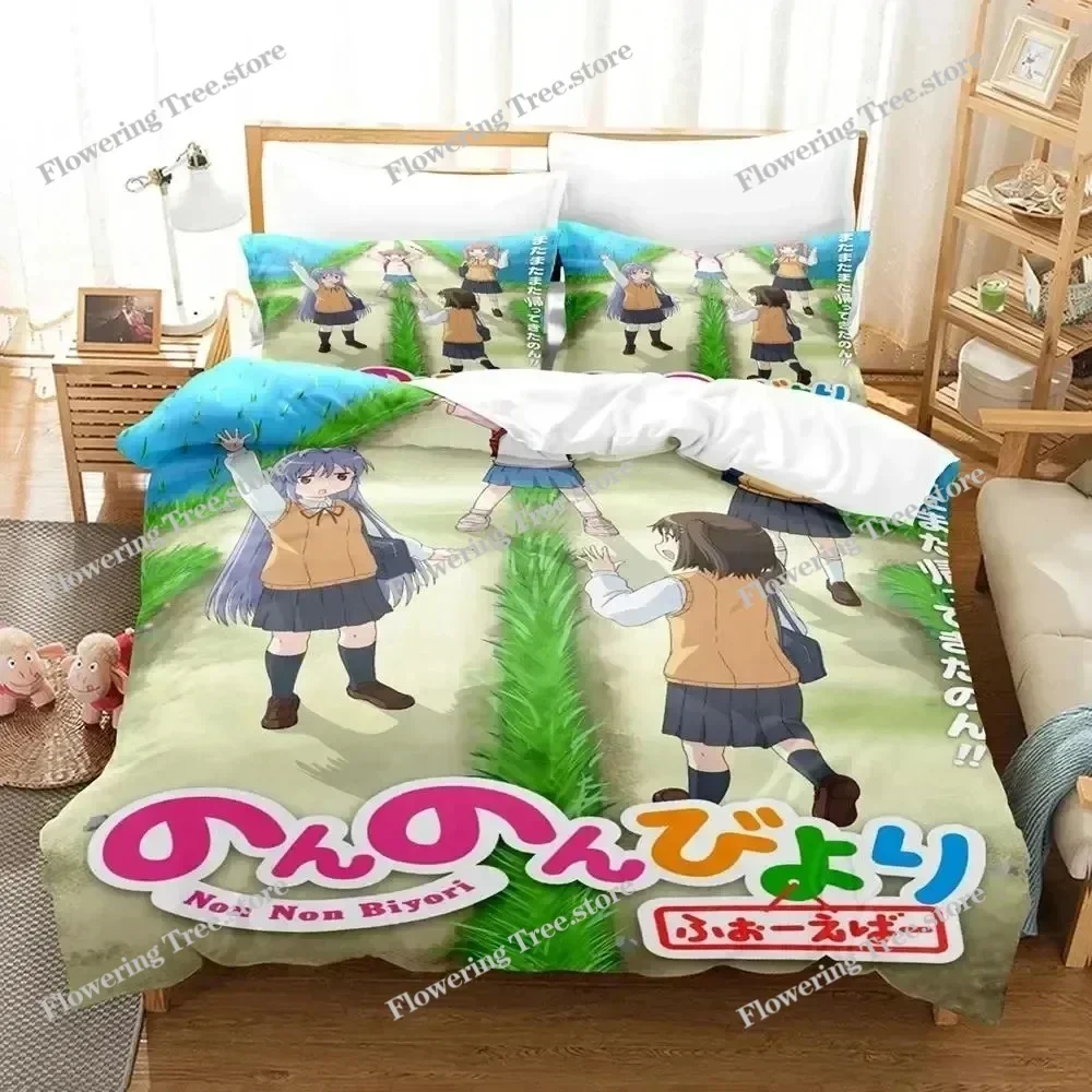 

3D Print Anime Non Non Biyori Bedding Set Duvet Cover Bed Set Quilt Cover Pillowcase Comforter king Queen Size Boys Adult029