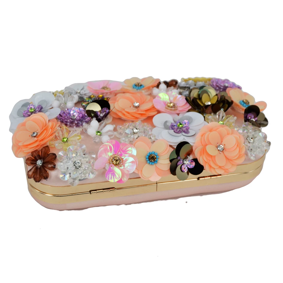 حقيبة يد نسائية مزهرة بالترتر الوردي للنساء حقيبة يد أنيقة للحفلات المسائية/الحفلة الراقصة/الزفاف/الليل