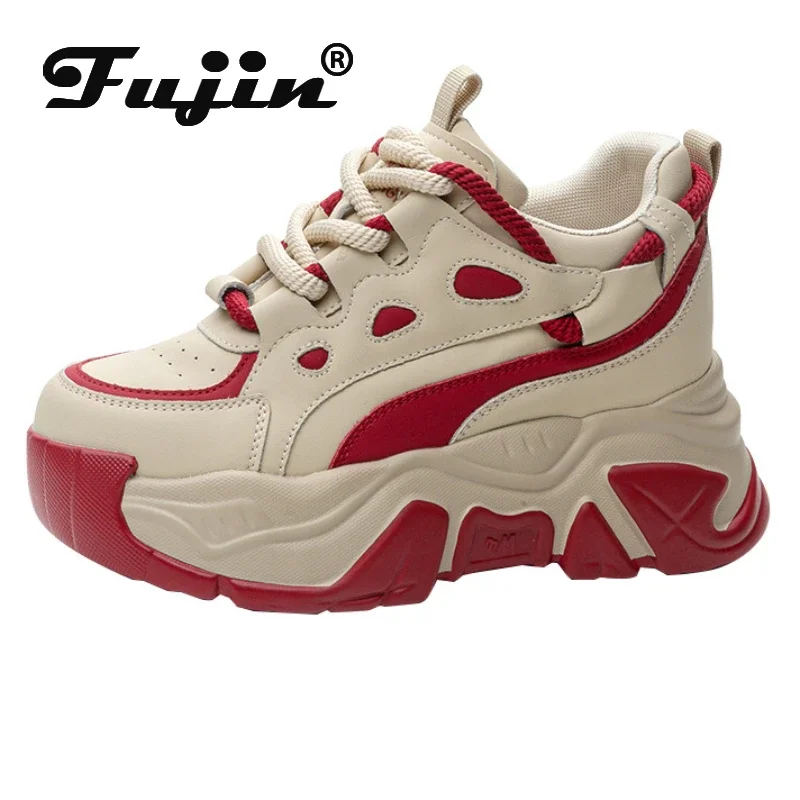 

Fujin 9cm Genuine Leather Spring Chunky Sneakers Shoes Autumn Women Winter Plush Ankle Booties Moccasins Fashion Spring Chimney