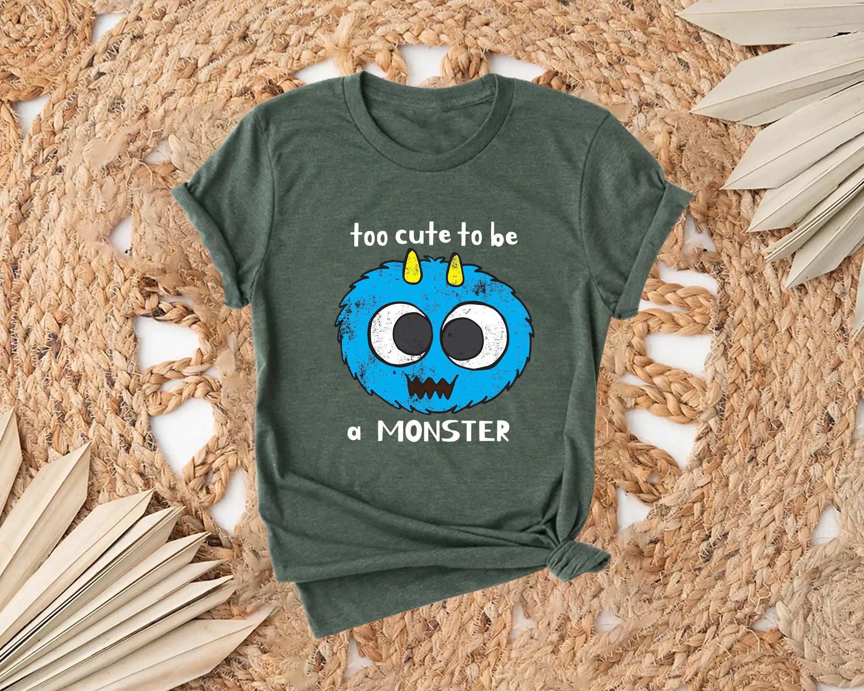 Too Cute To Be A Monster T Shirt Funny Cartoon Qouted Gift