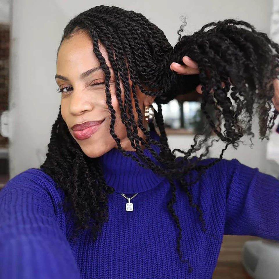 اختيار 100% شعر بشري تجديل الشعر الأفرو غريب السائبة الشعر البشري لتضفير الأفرو غريب السائبة شعر الإنسان صغير تويست مظهر طبيعي #3