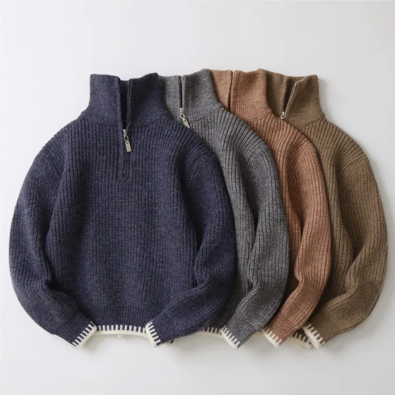 

Half zipper jacquard woolen boy's fall/winter medium children's sweater