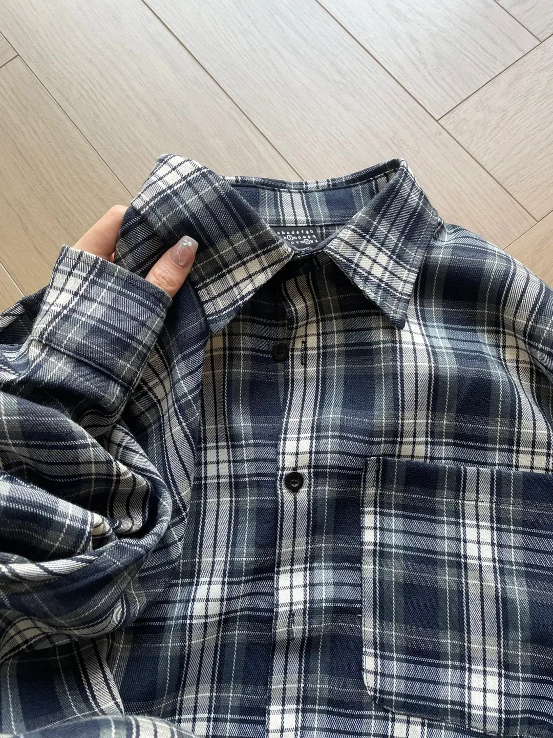 

Blue Plaid Long Sleeve Men's Shirt Lazy Style Spring Autumn Japanese Retro High End Cleanfit Coat Jacket Youth Trend Flip Collar